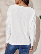 EMERY ROSE Notched Neckline Drop Shoulder Tee
